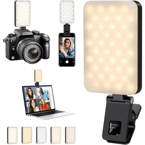 Selfie Light for iPhone,Portable Phone Clip on Light,Rechargeable LED Ring Light for Phone,Video Recording,Camera,Laptop,TikTok,Tablet,Vlog,Computer,5 Lighting Modes,80 LED High Power