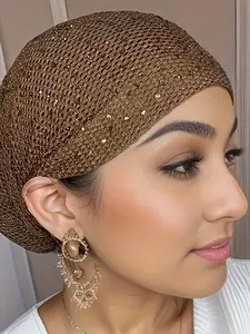 1 piece spring and summer elastic hot drilling cap fashion pullover hair cover hat Easter theme casual simple breathable elastic hat Adjustable Stylish Hat Lightweight Sun Hat