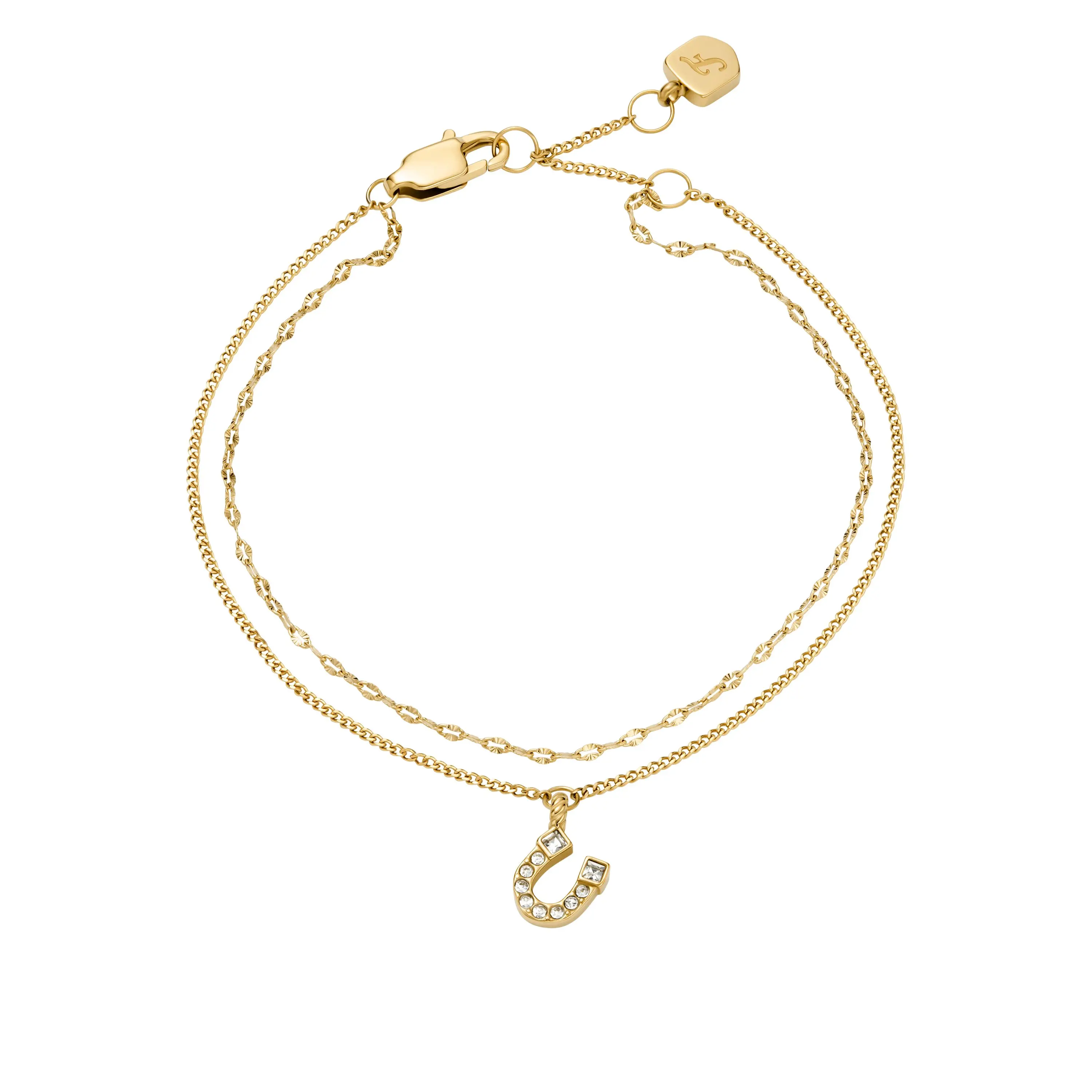 Fossil Women's Sutton Horseshoe Gold-Tone Stainless Steel Multi Strand Bracelet