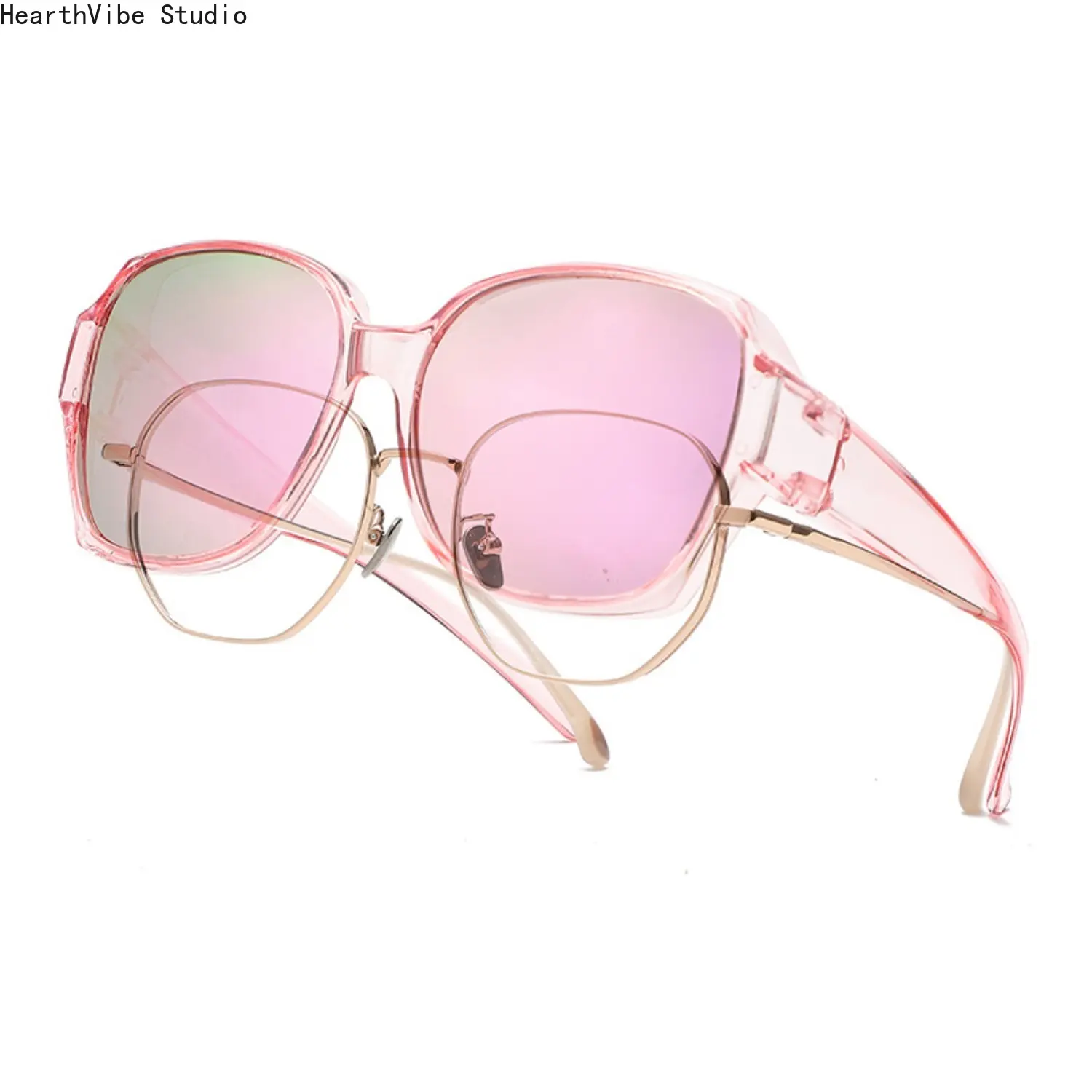 Unisex Oversized Geometric Polarized Fit-Over Sunglasses - UV400 Anti-Glare Protection, Bold Angular Frame, Lightweight Flexible Design, Ideal for Prescription Glasses Overwear, Modern Trendy Sunglasses for Driving & Outdoor Activities, Polarized Sunglass