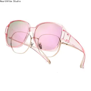 Unisex Oversized Geometric Polarized Fit-Over Sunglasses, UV400 Anti-Glare Protection, Bold Angular Frame, Lightweight Flexible Design, Ideal for Prescription Glasses Overwear, Modern Trendy Sunglasses for Driving & Outdoor Activities, Polarized Sunglasse
