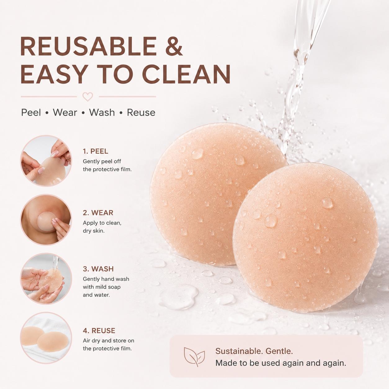 Nipple Covers Reusable Silicone Nipple Covers - Invisible, Seamless, Adhesive Pasties for Women-Reusable, Sticky Breast