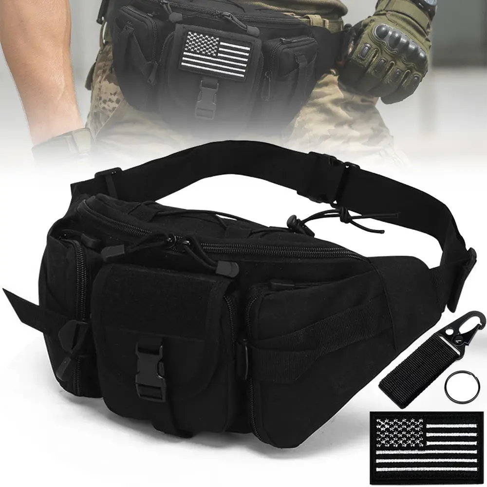 Tactical Fanny Pack for Men & Women, Utility Hip Pack with Adjustable Strap Water-Resistant Waist Bag for Daily Life Cycling Camping Hiking Hunting Fishing