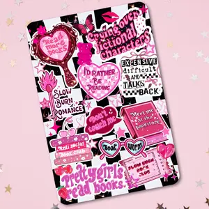 Pink and Black Checkered Holographic Cardstock Clear Case Insert for Kindle | Romance Book Lover Gift | Bookish Stickers for Kindle | Kindle Decorating Accessories | Booktok Smartphone Aesthetic Cover