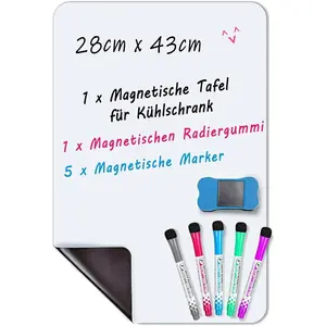 Small White Board Dry Erase Menu Planner,  Whiteboard for Fridge Grocery List, Refrigerator White Boards , with Markers and Eraser
