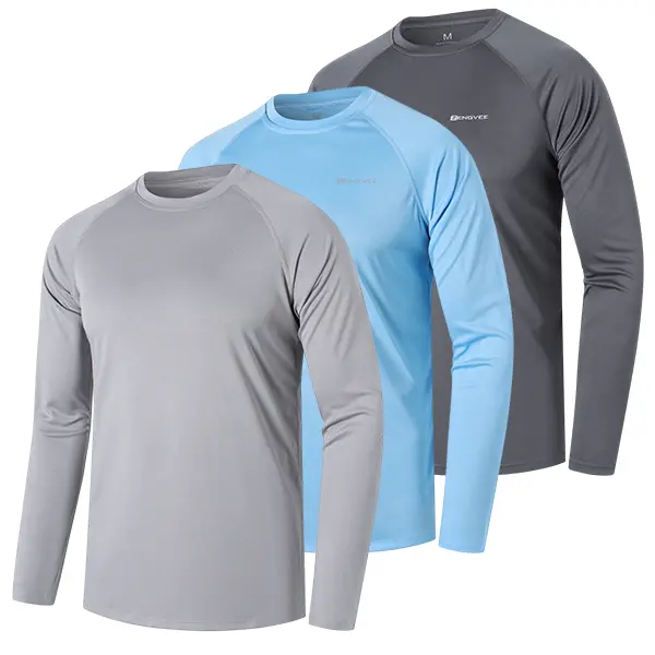 Men's 3-Pack Long Sleeve Rash Guards, UPF 50+ UV Sun Protection, Quick-Dry Polyester, for Fishing & Swimming, Workout Rash Guard, Uv Rash Guard