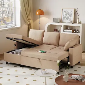 【2 packages arrived at different times】YODOLLA Sleeper Sofa Bed with Pullout Bed, Sofa Cama para Sala with USB, Cup Holder, L Shape Couch with Storage