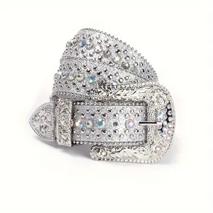 Shine Crystal Luxury Western Belt - Rhinestone Studded Artificial Strap Belts for Men Women - Ideal Gift Choice