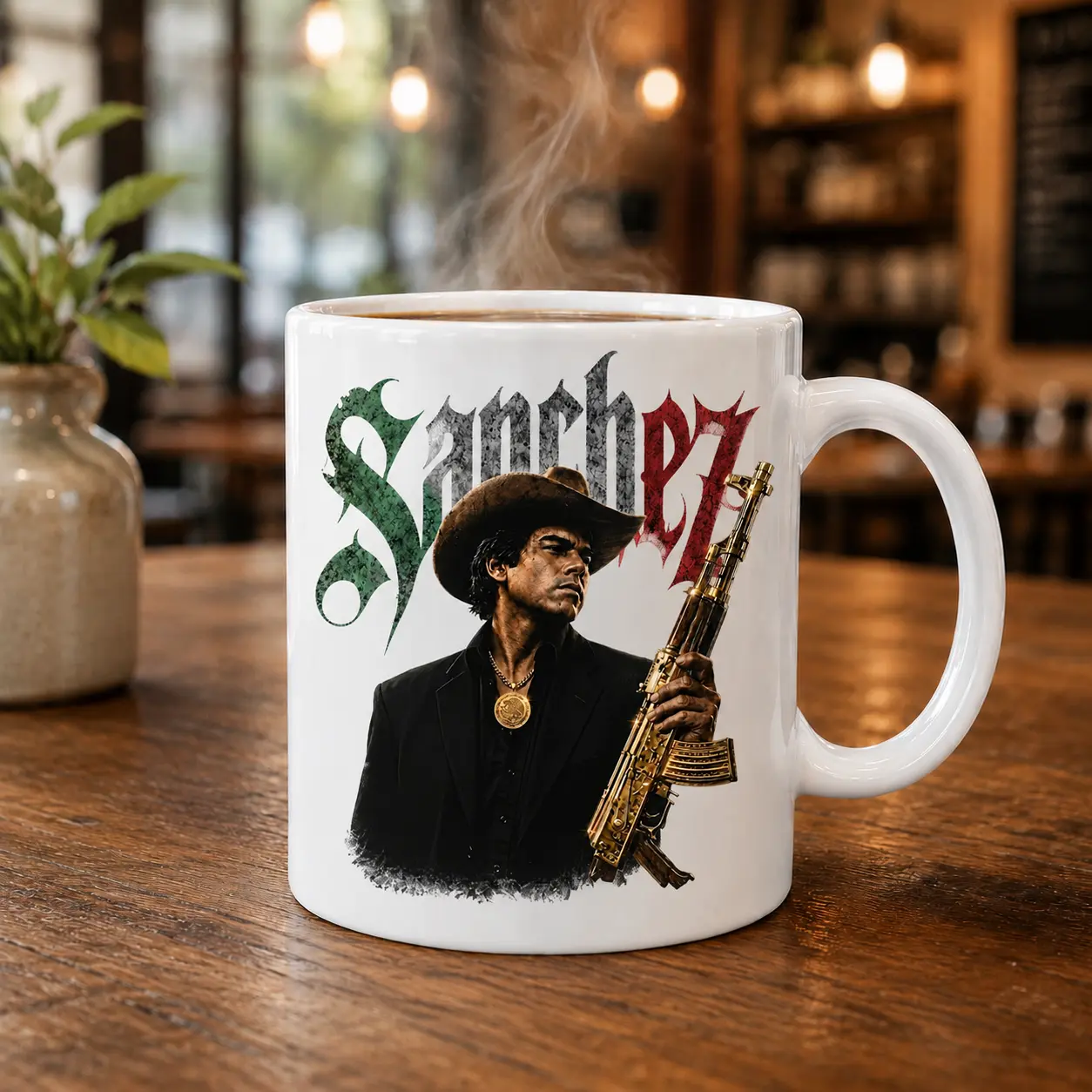 Black Gangster Cowboy Coffee Mug, Western Crime Drama Style Ceramic Cup, Movie Inspired Dark Humor Mug, Country Outlaw Gift for Him