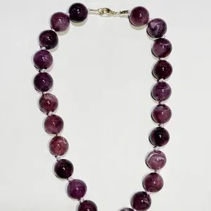 Natural Stone Agate Glass Stainless Steel Necklace 16”