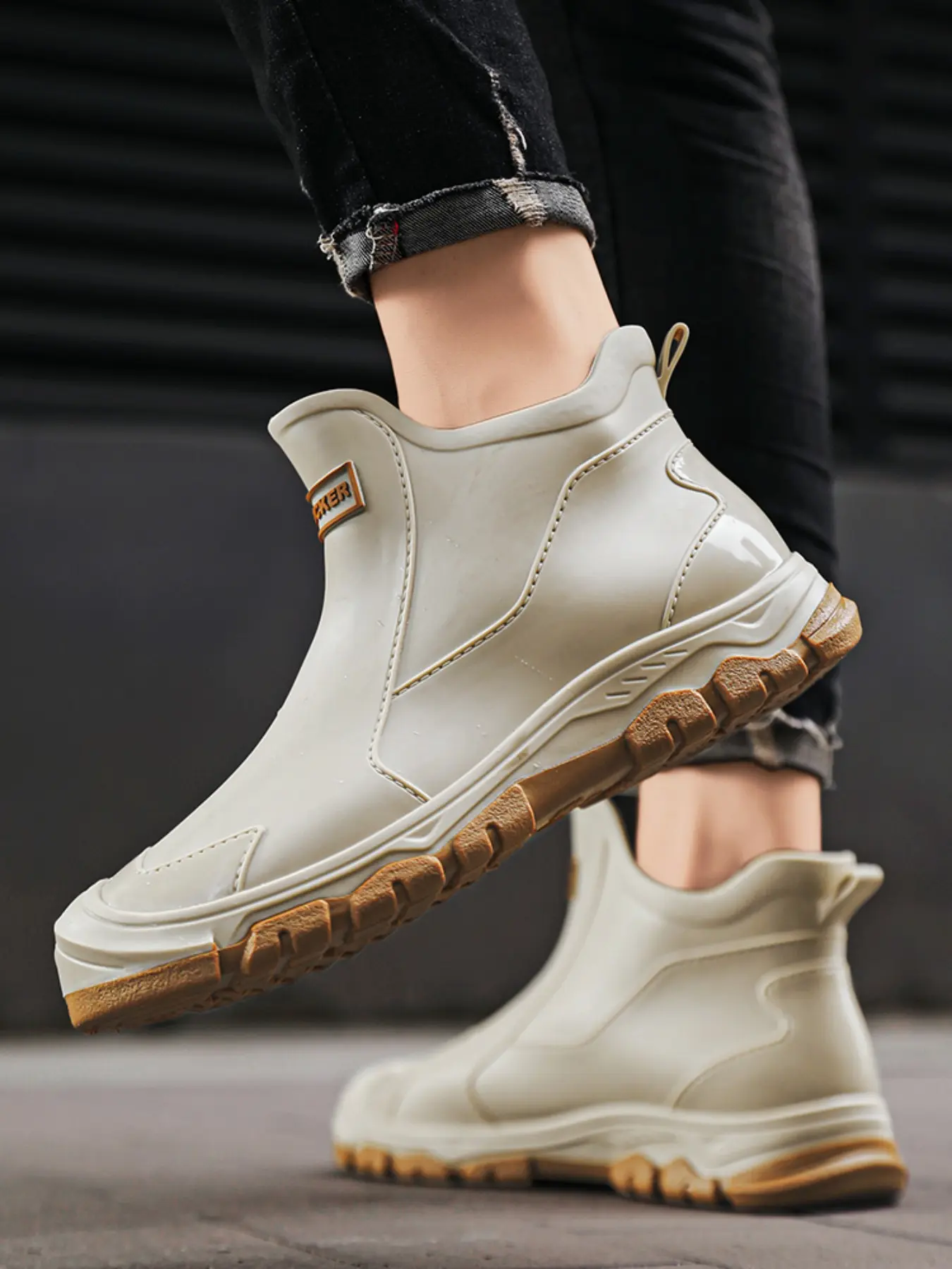 Women's Thick Sole Mid-Calf Rain Boots, Multifunctional Couple Outdoor Garden Shoes, Practical Fishing Gear, Spring New Hiking Shoes, Casual Boots, Round Toe Boots, Footwear Boot