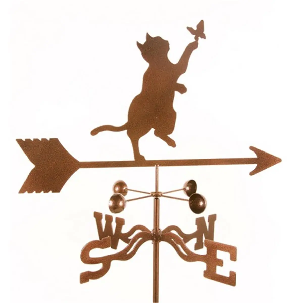 EZ Vane  Cat & Butterfly Weathervane with Garden Mount, Steel, Butterfly Motif