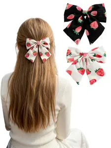 2 Pcs Strawberry Hair Clips for Girls, Cute Fruit Theme Accessories, Teenage and Girl Fashion, Ponytail Styling Elastic Bands