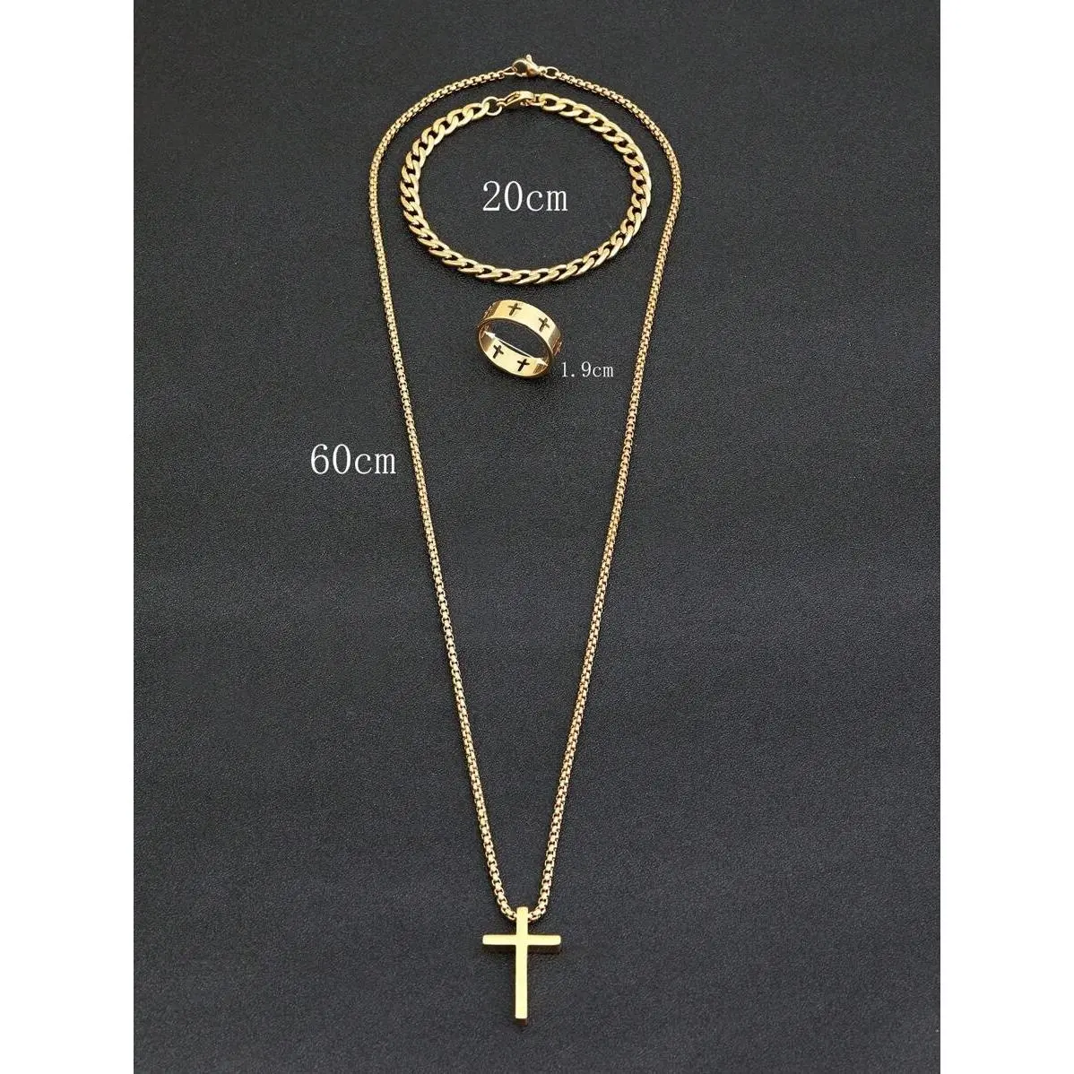 Golden hollow cross set