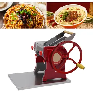 Manual Noodle Machine Stainless Steel 0.5-5mm Adjustable Thickness Replaceable Cutter Heads Compact 14.9*11in Easy Clean Dumpling Wrapper Maker Home Restaurant 5-10 People