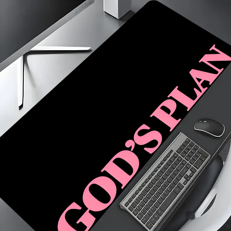 God's Plan Minimalist Pink Design Extra Large Gaming Mouse Pad, Computer Mouse Pad, Non Slip Mousepad, Desktop Protection Pad, Washable Rubber Pad Non-Slip Lock Edge Multi-Size Mouse Pad Suitable For Home Office, Gift for Family and friends