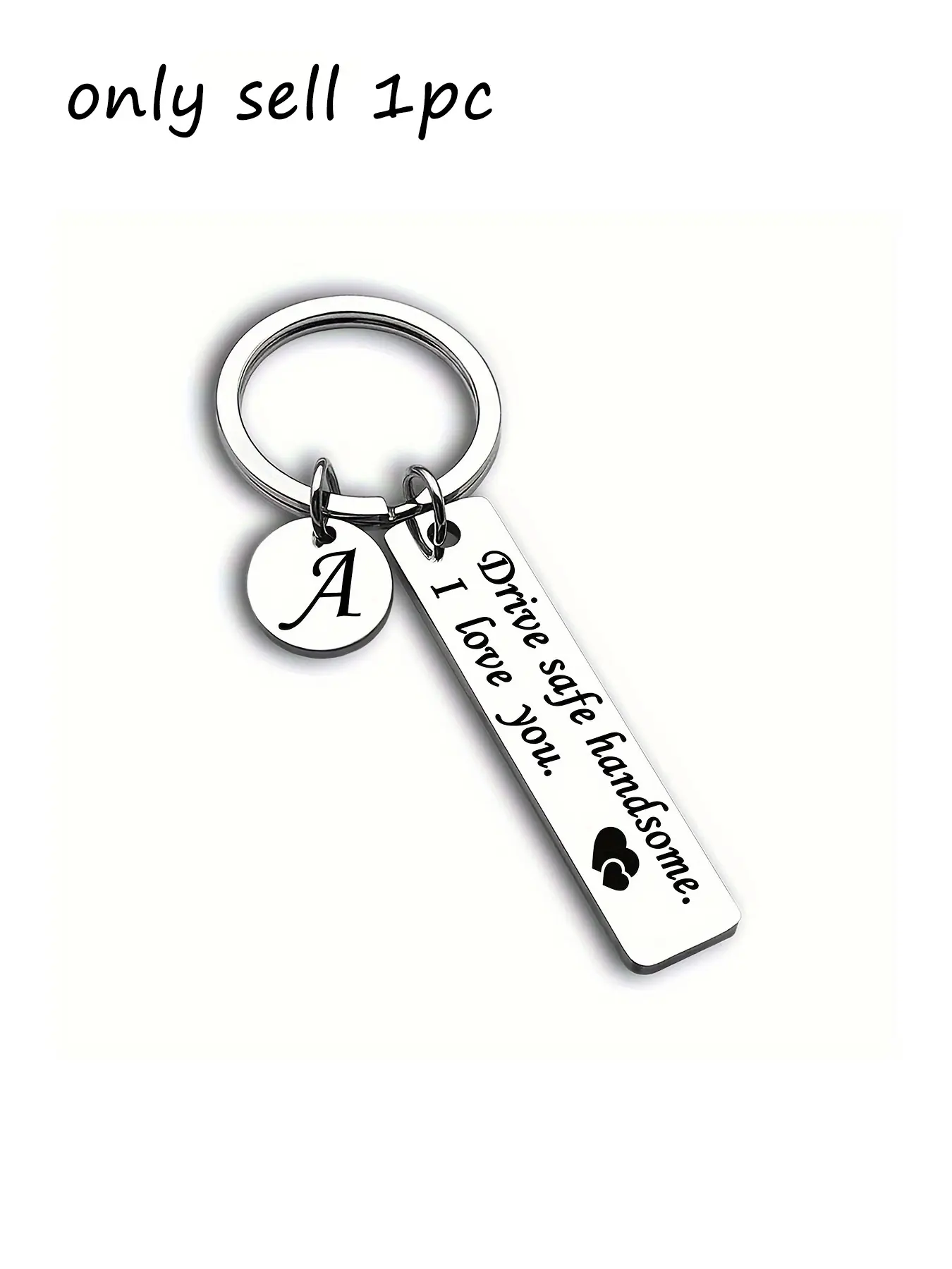 1pc 26-Letter Keychain, Personalized Stainless Steel Long Strip Driving Safety Keychain, a Birthday And Valentine'S Day Gift for Couples, Husbands And Fathers