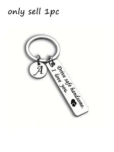 1pc 26-Letter Keychain, Personalized Stainless Steel Long Strip Driving Safety Keychain, a Birthday And Valentine'S Day Gift for Couples, Husbands And Fathers