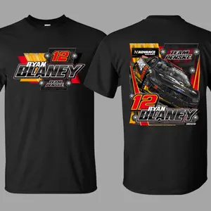 Ryan Blaney #12 Team Penske NASCAR Graphic T-shirt, Vintage Streetwear Racing Aesthetic Shirt for Men and Women, Motorsports Fan Apparel, Soft Cotton White Tee for Race Day