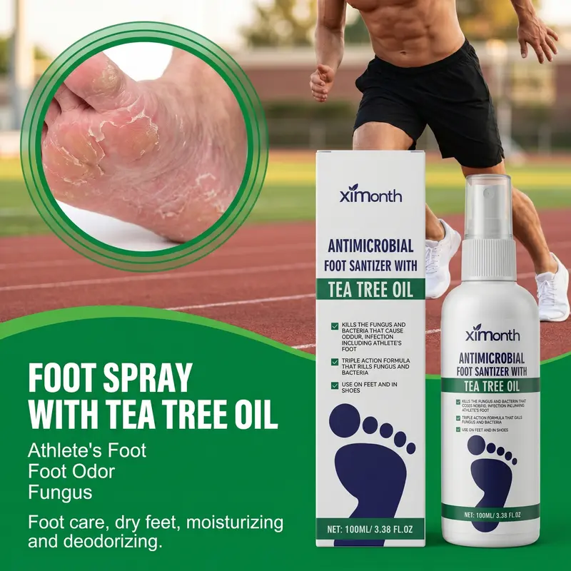 Tea Tree Oil Foot Spray for Dry, Cracked Heels – Deep Moisturizing & Softening Treatment, Moisturizer, Foot Lotion, Daily
