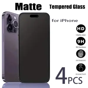 4pcs Matte HD Screen Protector For iPhone 17 Air/17 Pro Max/17 Pro/17/16E/16/15/14/Plus/13/12/Mini/11/XR/X/XS/XS MAX/7/8/SE,Anti-Fingerprint,Scratch-Resistant,Upgraded Edge Protection,Anti-Drop,Shockproof,Anti-Glare,Easy to Install