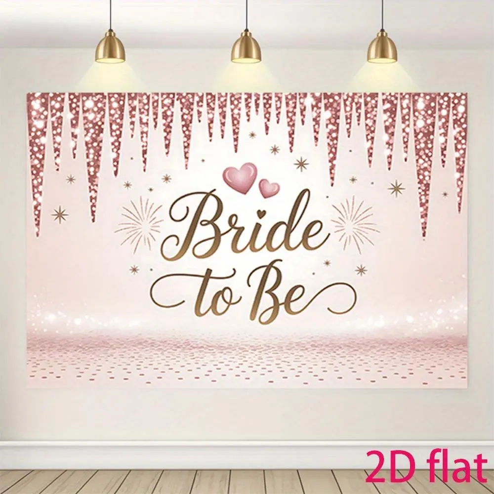 1PC,2D Flat Bride to Be Theme Bachelorette Party Backdrop, Rose Gold Glitter Decor Background Cloth, Photo Backdrop for Bridal Shower & Wedding Prep, Indoor Outdoor Party Decoration Prop, Banners, Birthday, Decorative Banner, Polyester