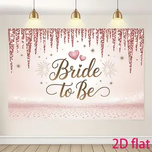 1PC,2D Flat Bride to Be Theme Bachelorette Party Backdrop, Rose Gold Glitter Decor Background Cloth, Photo Backdrop for Bridal Shower & Wedding Prep, Indoor Outdoor Party Decoration Prop