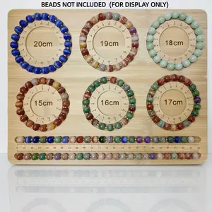 Bamboo Bead Board for Jewelry Making, Bracelet & Necklace Beading Tray with Multi-Size Layout and Clear Size Markings, Jewelry Making Board with Ruler Slot, Non-Slip Design Includes 4 Bonus Anti-Slip Pads, for Beginners, Hobbyists & Jewelry Designers