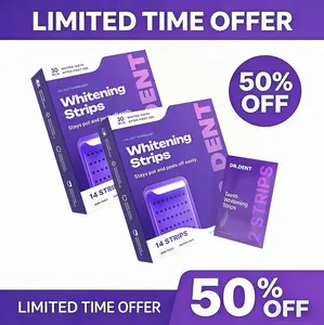 2 Piece DRDENT Purple Teeth Whitening Strips LN-7/21Whitening Sessions - Safe for Enamel - Non Sensitive TeethWhitening- Peroxide-Free Radiant