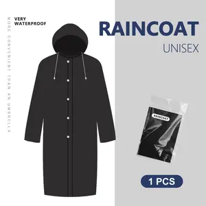 1/2pcs Black Adult Waterproof Long Rain Jacket with Hat: Suitable for Outdoor Activities, Hiking, Fishing, and Rock Climbing