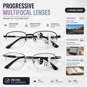 Photochromic Progressive Multifocal Reading Glasses for Men Women, 3 Vision Zones No-Line Readers, UV Protection Light Adaptive Eyeglasses for Driving, Computer & Reading outdoorfun