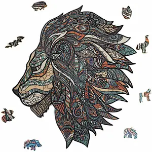 Wooden Jigsaw Puzzle for Adults,Unique Lion Animals Shaped Magic Jigsaw Puzzle Pieces,Gift for Adults,Can be Used as a Cool Mouse Pad,70pcs,(10×9 inches) Large