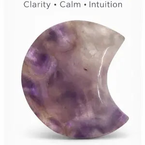 Dream Amethyst Crescent Moon Chevron Crystal Moon Stones Intuition Calm Collector Display Piece No Stand Polished Brazil Origin energy protection Intention-Powered Natural crystal stone crystalscarving crystals for original energy crystal Combination