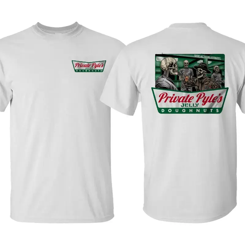 Women's Private Pyle's Jelly Doughnuts Graphic Tee - Unisex Cotton Shortsleeve Shirt, Patriotic Military Design, Round Neck Fit, Perfect Gift for Veterans, Streetwear for Daily/Casual Outdoor Use, Sweatshirt, Fabric