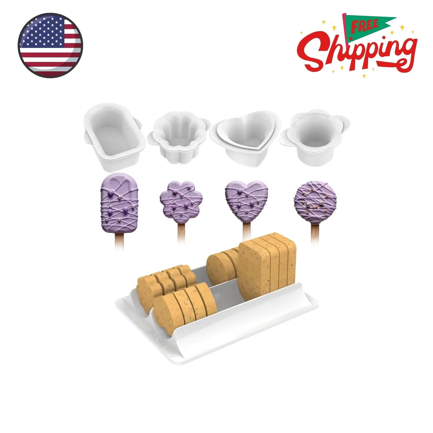 Cake Pop Cutter and Pusher with Tray - Circle Cake Pop Mold Set | Non-3D Printed | 1.75" Size