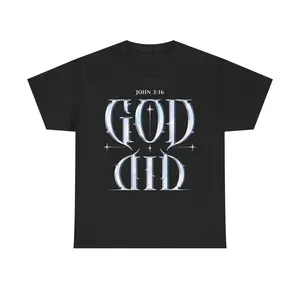 God Did Christian Streetwear T Shirt Featuring John 316 Bible Verse Chrome Graphic Unisex Faith Based Gymwear and Pump Cover Jesus Y2K Style Urban Hypebeast Workout Clothing