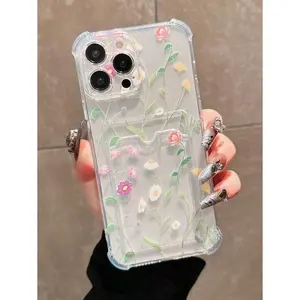 Summer 1pc Phone Case With Card Slot & Floral Print, Suitable For IPhone17/IPhone17 Air/IPhone17 Pro/IPhone17 Pro Max/16 Pro Max/15 Pro Max/14 Pro Max/13 Pro Max/12 Pro Max/11 Pro Max