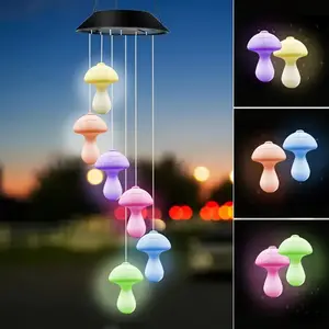 Solar RGB Mushroom Wind Chime, Solar Wind Chimes, Christmas Outdoor Decoration, Solar Garden Decor, Perfect for Birthdays, Mother's Day, Parties, Weddings