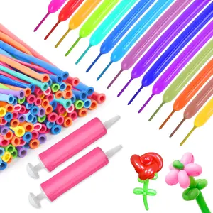 Long Balloons with Pump, 160 Pack Assorted Colors 260 Balloons,long balloons for balloon animals,Premium Rainbow Long Skinny Balloons for Birthday Wedding Festival Party