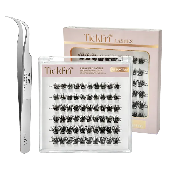 【 Buy One, Get One Free--See Terms and Conditions】No Glue False Eyelashes Kit, DIY Lash Adhesive-Ready Set, Makeup Lash Extensions (No Glue or Tools Included)
