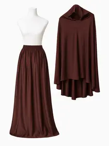 Women's Solid prayer Abaya skirt & Hijab Set, Modest Fashionable Two-piece Outfits for Women, Abaya for Women, Modest Dress, Women's Islamic Clothing