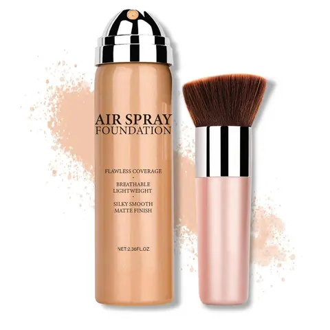 QIUFSSE Airbrush Flawless Concealer & Soft Matte Foundation - Magic Minerals, Buildable Coverage, Longwearing Waterproof Makeup, Moisture Lock, Matte Look, Smooth Radiant Glow for Mature Skin, Setting Spray