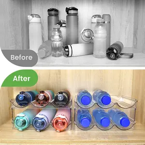 Cabinet Water Bottle Organizer - 2 Pack Stackable Storage Rack for Efficient Water Bottle Holder and Cabinet Organization SPOSPO