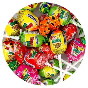 The Hampton Popcorn & Candy Company Bon Bon Bum Assorted Flavors Candy Lollipops 1 Pound Bulk 22 Individually Wrapped with Bubble Gum Center Sweet Snack Bonbon for Kids and Adults