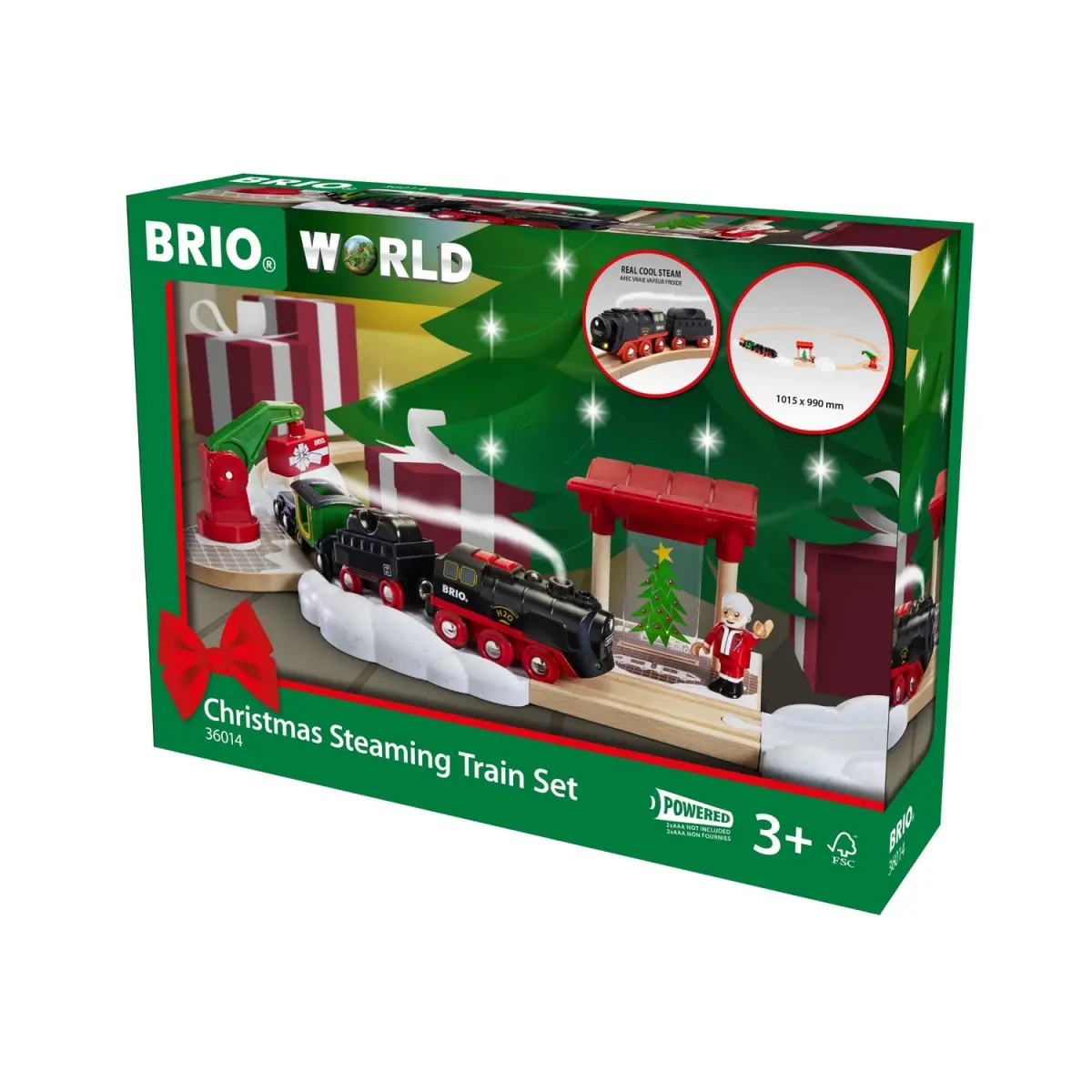 Ravensburger Brio Christmas Steaming Train Set, Beech Wood Construction, 27 Pieces, 14.37 x 10.63 x 3.54 Inches, 3.75 lbs, Suitable for Ages 3+ (Model 63601400)