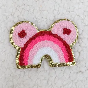 Mouse RAINBOW Glitter Chenille HAT/POCKET Patch