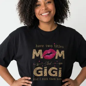 Mom And Gigi Leopard Print Shirt Women Plus Size Graphic Tee Grandma Gift