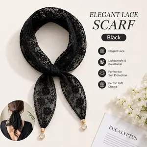 Lace Hair Scarf Ribbon for Women – Vintage Floral Ponytail Tie Lace Hair Accessories Soft Coquette Hair Bow