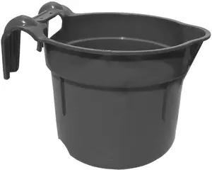 212 MAIN 10 qt. Polyethylene Round Feeder Bucket - Black Plastic Fence Hook Bucket for Animal Feeding Needs