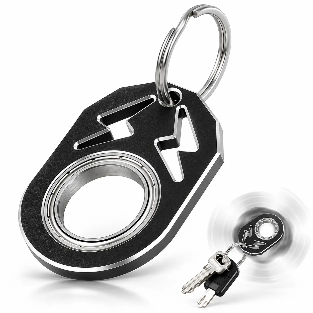 Metal Spinner Keychain Fidget Toy, Rotating Fidget Ring Keychain with Smooth Spin Design, Portable Stress Relief Toy for Men, Women and Teens, Novelty Gift